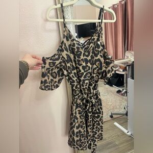 SHEIN Leopard Print Dress - Black and Tan